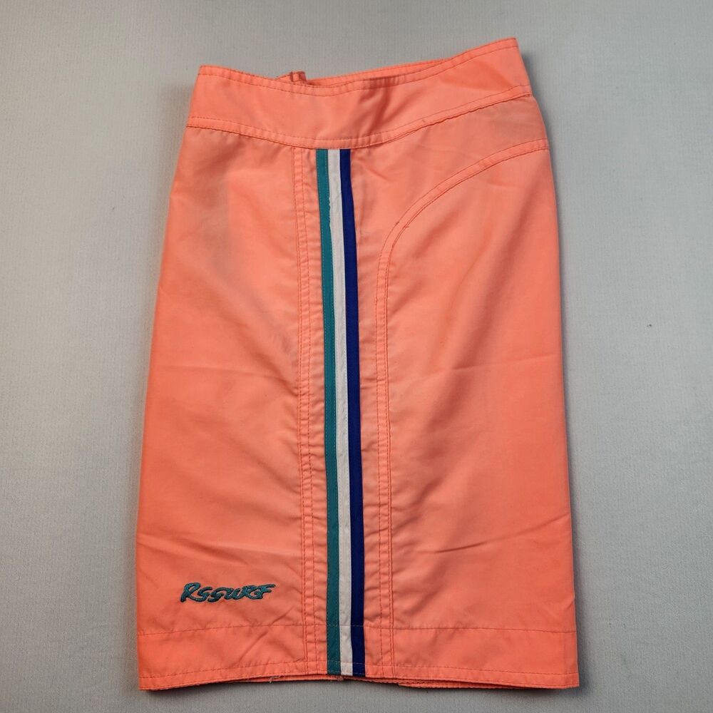 RSSURF Board Shorts Vibrant Orange/Peach Mens 32 Logo Beach Surfing Casual VTG